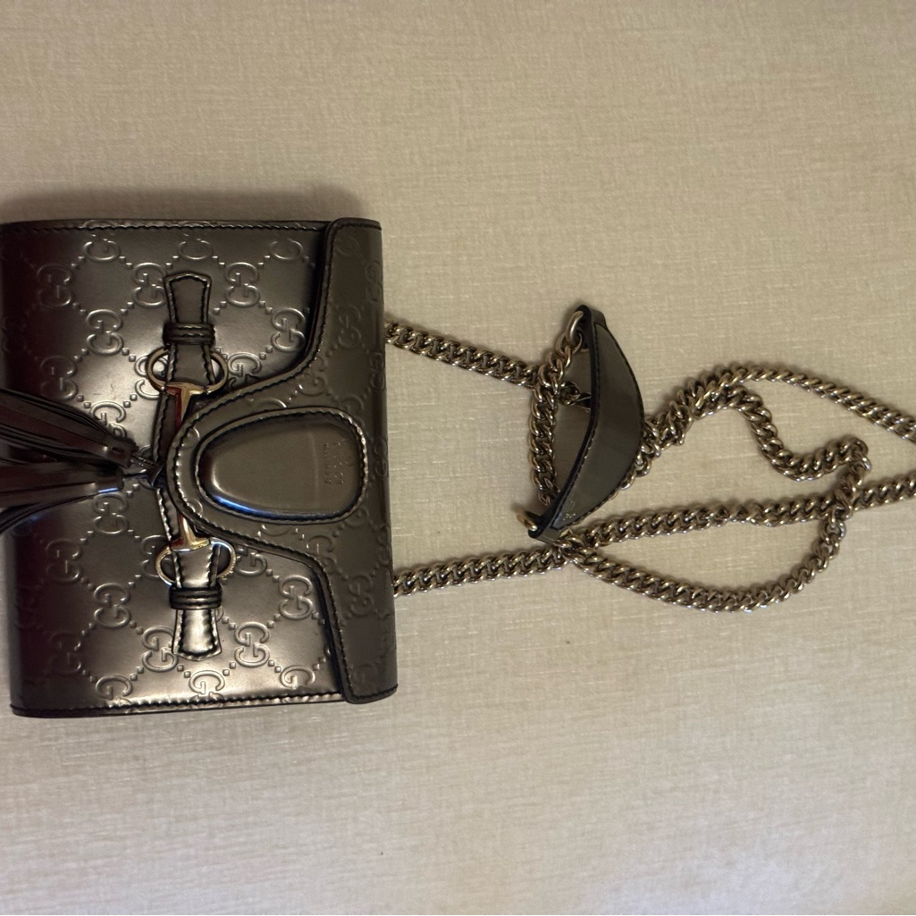 Gucci Metallic Silver Embossed Bag
